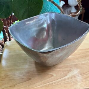 Vintage IHI EST. 1986 India Handicrafts Silver Tone Square Metal Bowl